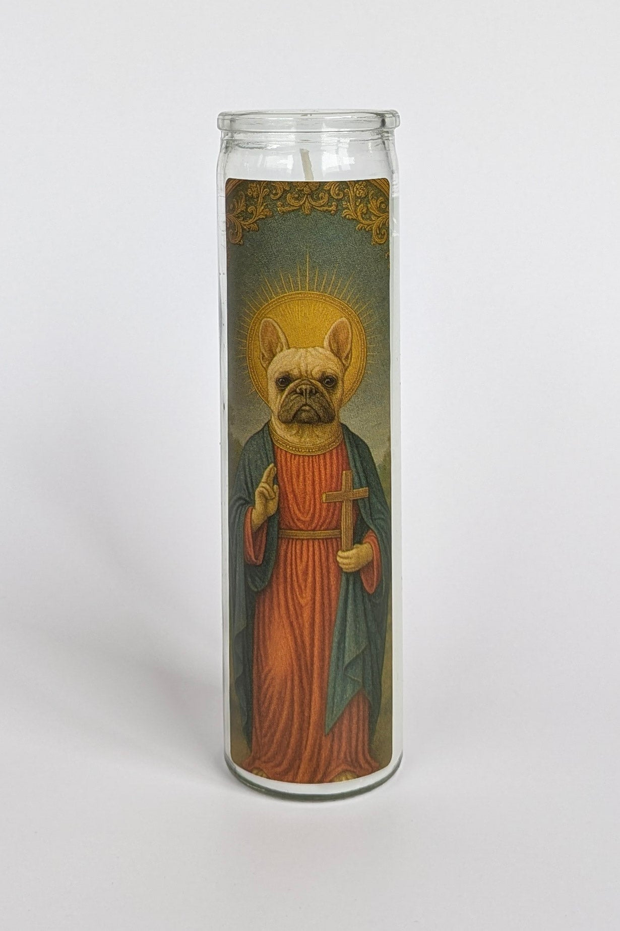 White French Bulldog Prayer Candle