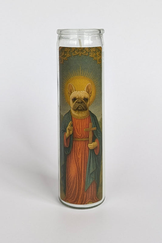 White French Bulldog Prayer Candle
